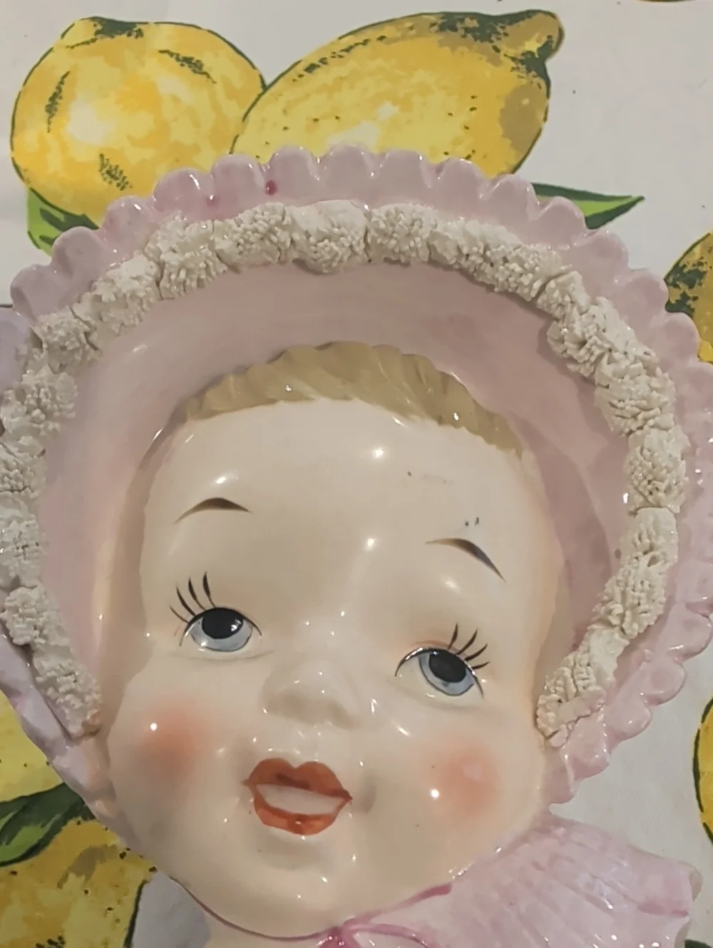 Vintage Pink Baby Head Vase - Decorative Ceramic Accent - Picture 5 of 5